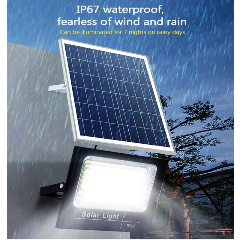 Outdoor Solar Light Courtyard Porch LED Floodlight Outdoor IP67 Waterproof Reflector Solar Powered Spotlight with Remote Control