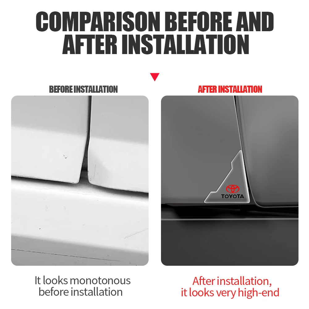 2 قطعة غطاء زاوية باب السيارة الشفاف المضادة للخدش حماية ملصقات لتويوتا كورولا TRD كامري أوريس C-HR لاند كروزر 4WD