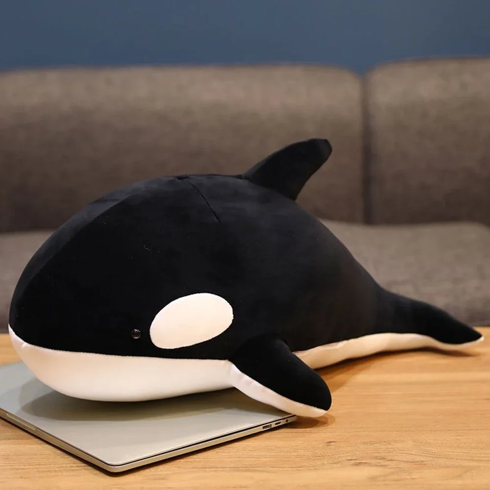 55CM Orca Plush Toy Big Head Ocean Overlord Black Red Cute Soft Orca Throw Pillow Doll Game Birthday Gift For Children Around