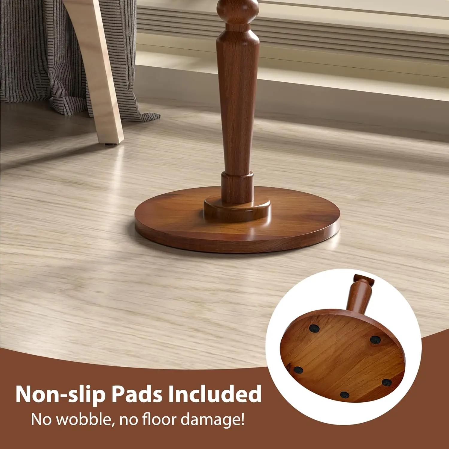 Small Wooden Round Side Table - Accent Nightstand Pedestal Table for Living Room, Bedroom - Compact Coffee Table, Tea Table,