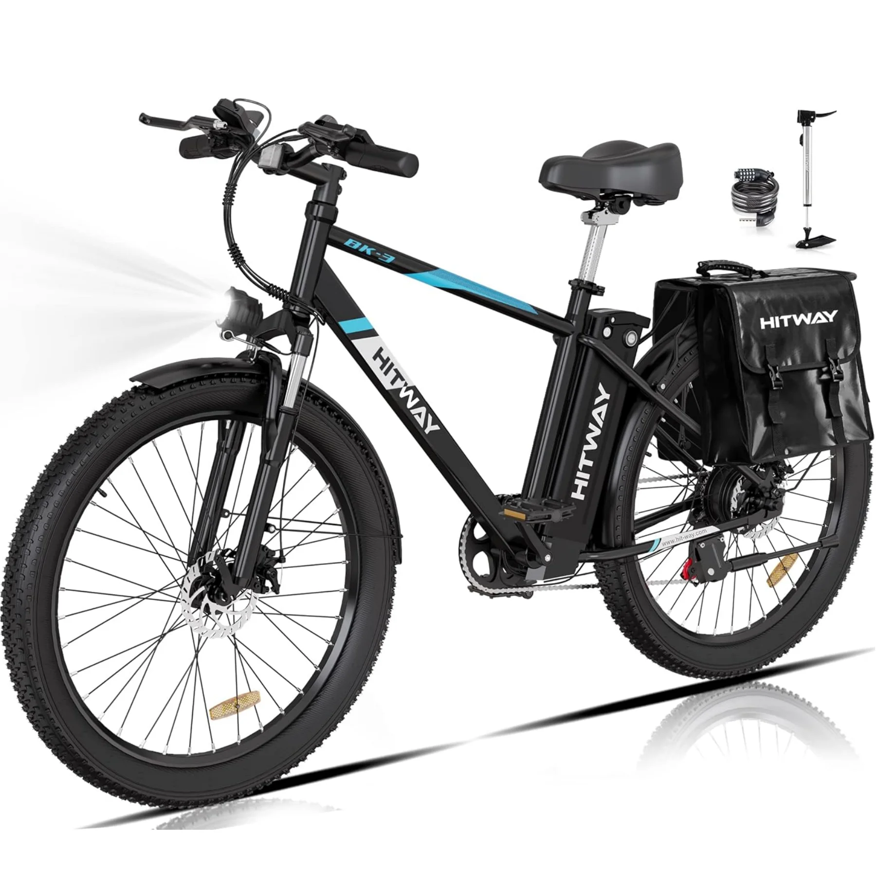 HITWAY BK3M Electric Bike 750W Motor 48V 14Ah Removable Battery 20MPH Shimano 7 speed 26