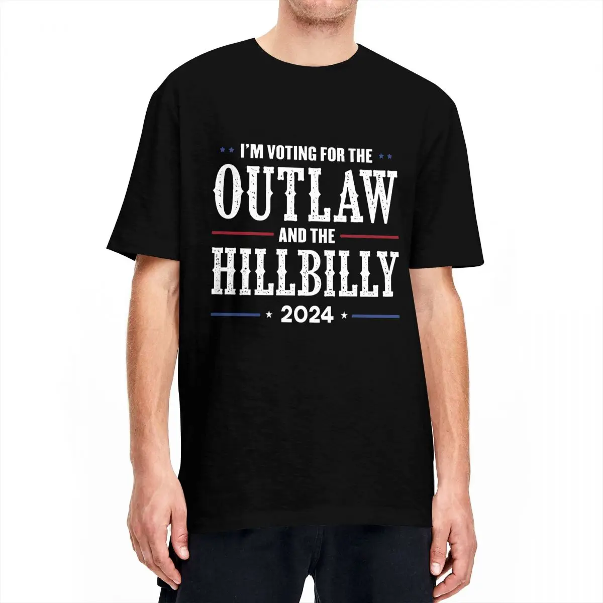 Casual I'm Voting For Outlaw And The Hillbilly 2024 T-Shirt Unisex 100%Cotton Short Sleeve Round Neck Summer TopsTops