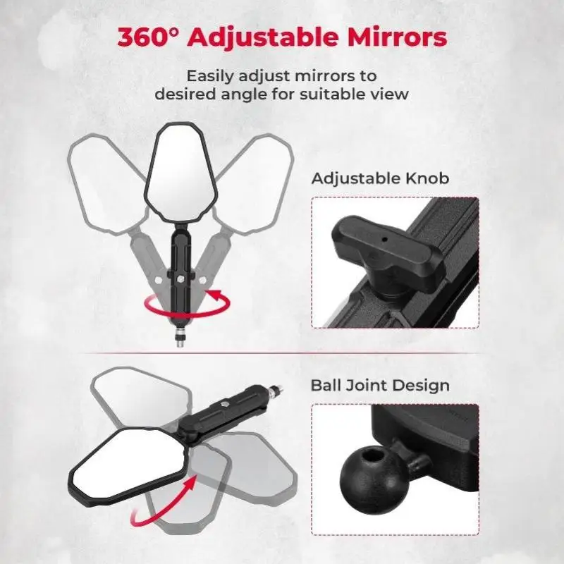 1Pair Universal Angle Adjustable Folding Motorcycle Handlebar Side Mirrors For Adventure Dirt Street Bike ATV