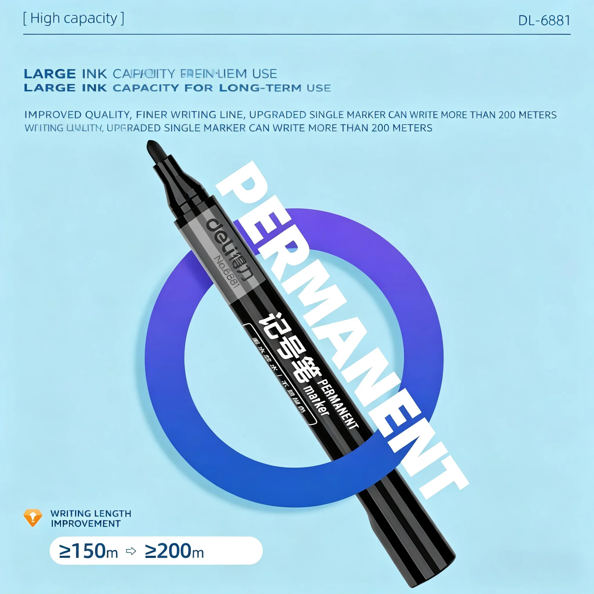 

6881 Office Supplies Marker Pen, Single Head Oil-Based Marker Pen, Logistics Big Head Pen, Black Blue Optional, 10 Pcs Per Box
