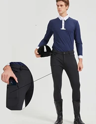 Professional Men's Equestrian Pants Full Silicone Anti-Slip Horse Riding Sports Pants Elastic Quick-Dry Horseback Riding Pants M