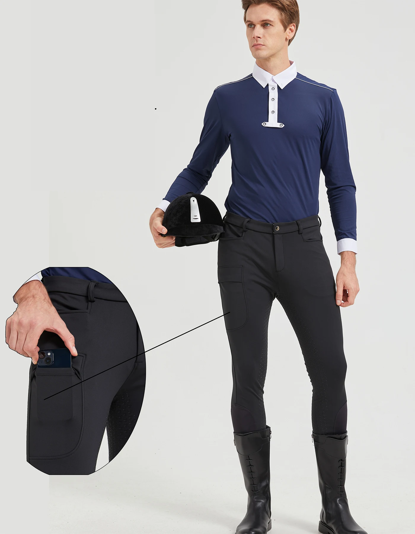Professional Men's Equestrian กางเกงซิลิโคน Anti-SLIP ขี่ม้ากางเกงกีฬา Quick-DRY กางเกงขี่ม้า M