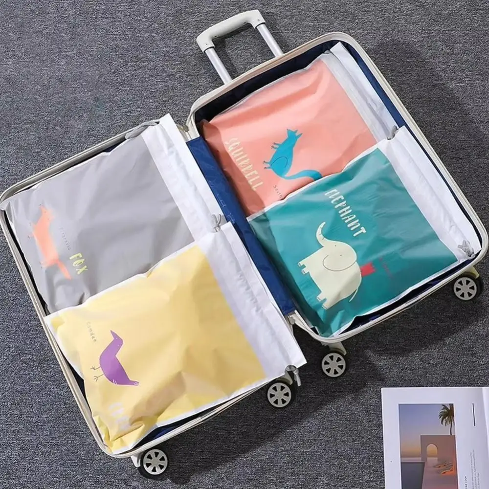 Double Layer Waterproof Drawstring Bag Cartoon Design Waterproof Material Laundry Pouch Drawstring Closure Portable Organizer