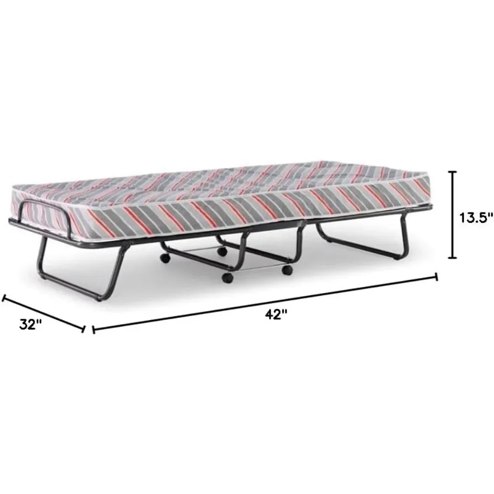 Opklapbaar bedframe met traagschuimmatras, gemaakt van een metalen frame met vuurschuimmatras, opklapbaar bedframe