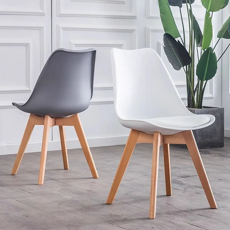 Solid wood upholstered dining chair, Nordic minimalist leisure negotiation chair, computer office backrest chair