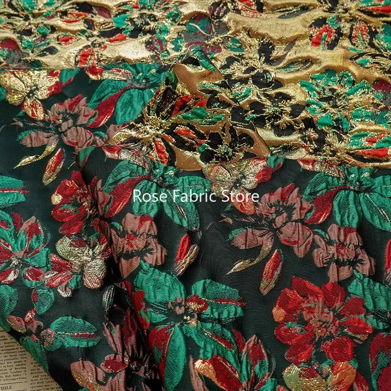 1 meter Oil Painting Style Bubble Flower Yarn Dyed Jacquard Fabric Dress Bag Decorative Sewing Fabric