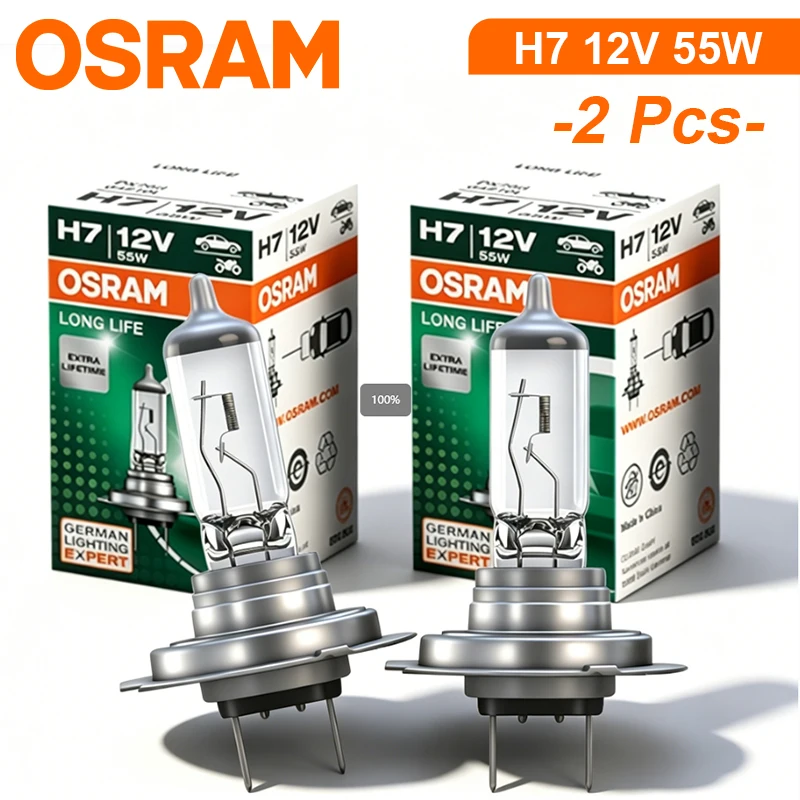 Lâmpada de Farol Automotivo OSRAM Original H7 64210 PX26d Padrão Alto e Baixo 12V 55W 3200K Luz Halógena Branca OEM Longa Duração