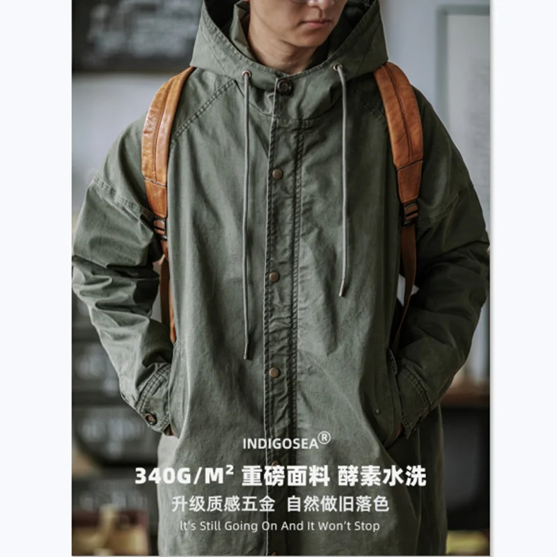 Retro M51 Army Green Windbreaker Fishtail Parker Hooded Jacket AMEKAJI Long Coat Outdoor Trekking Training Military Camp Clothes