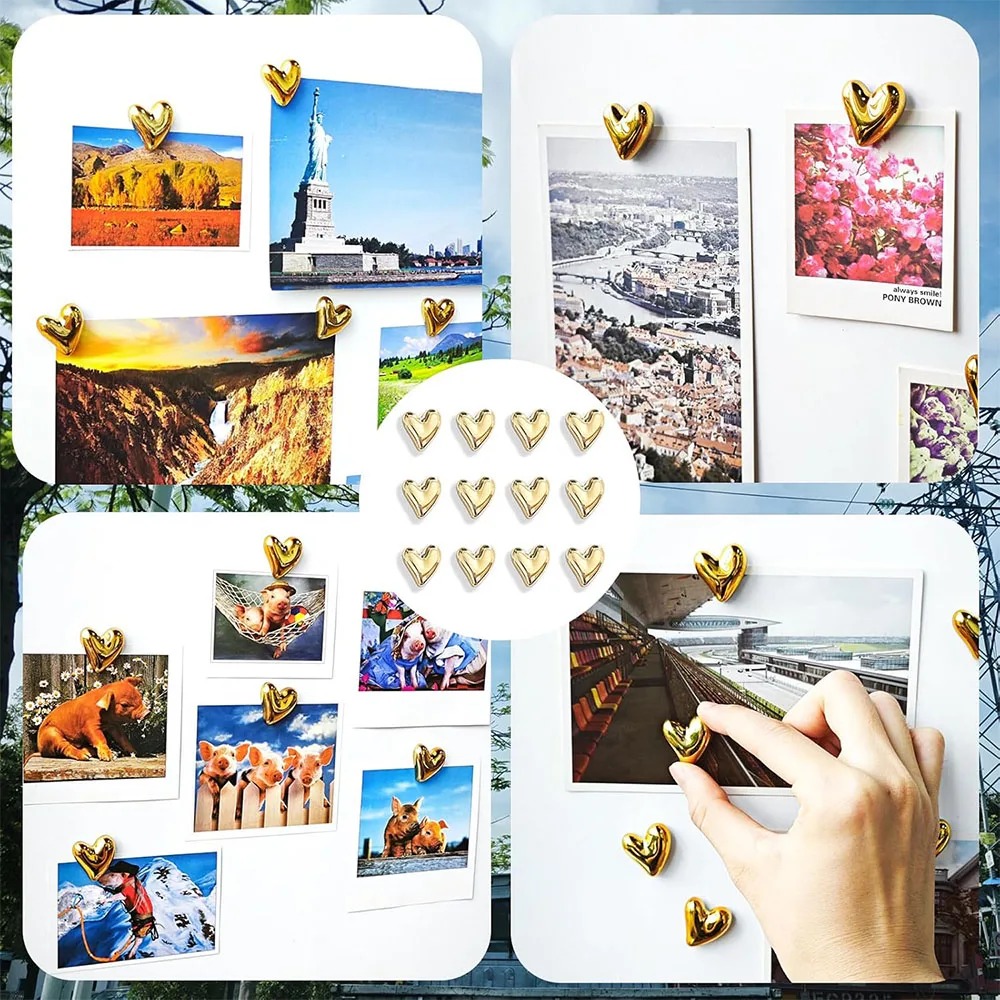 12PCS Refrigerator Magnets for Fridge Small Love Heart Cute Decorative Magnet Set for Home Kitchen Office Whiteboard Decor