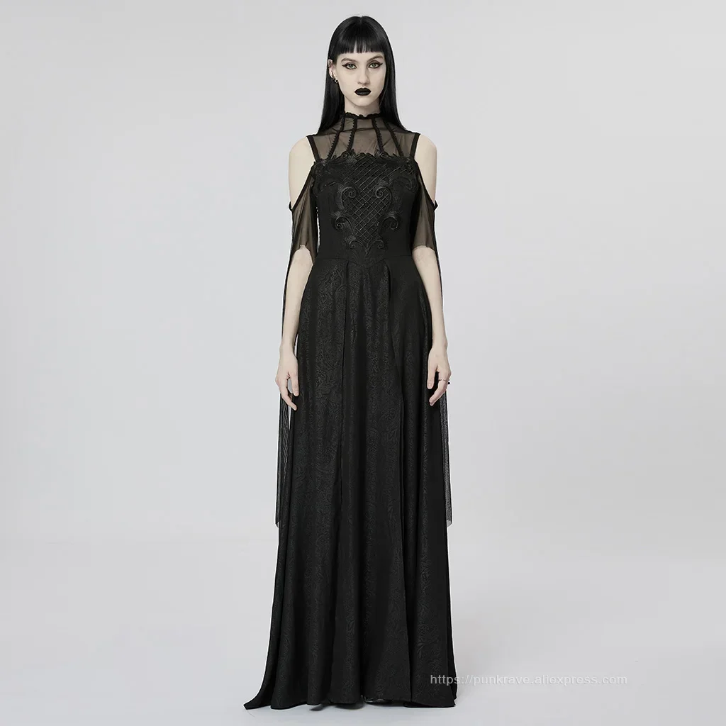 PUNK RAVE Women's Gothic Style Printed Chiffon Goddess Dress Party Club  Irregular Trumpet Sleeves Elegant Floor-Length - AliExpress 200000345