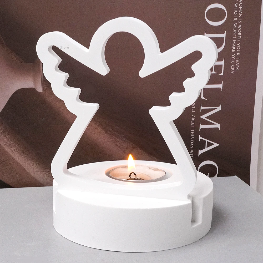 New Heart Shape Angel Silicone Mold DIY Easter Ornament Craft Making Supplies Plaster Concrete Resin Candle Holder Molds