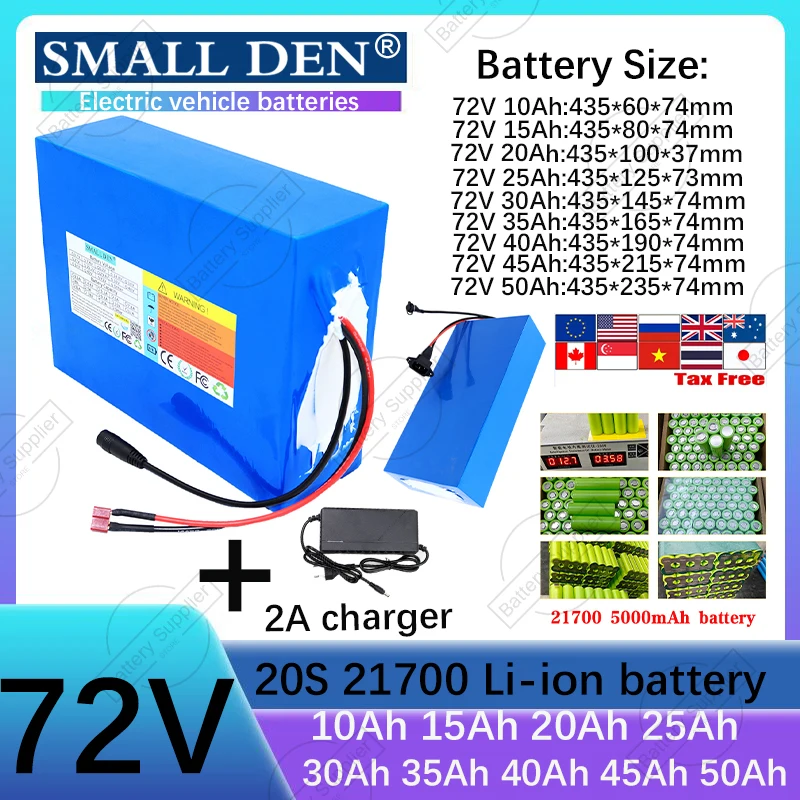 

72V 15Ah 10Ah 20Ah 25Ah 30Ah 35Ah 40Ah 45Ah 50Ah 21700 Lithium battery pack3500W High Power With BMS For Electric mobility tools