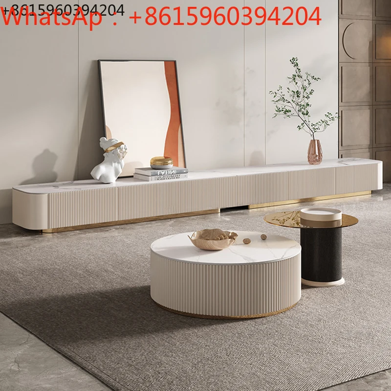 

Italian light luxury rock plate tea table TV cabinet combination modern simple family living room size floor cabinet low cabinet