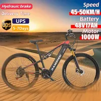 Randride 1000W New 27.5-inch Electric Bike Aluminum Alloy Full Suspension Electric Bicycle 48V 17ah Iithium Battery MTB Ebike