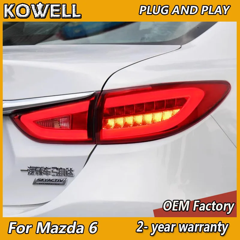 

KOWELL автомобильный Стайлинг для Mazda 6, задний фонарь 2014 2015 2016 Mazda6, задний фонарь DRL, противотуманный тормоз, указатель поворота, задний ход