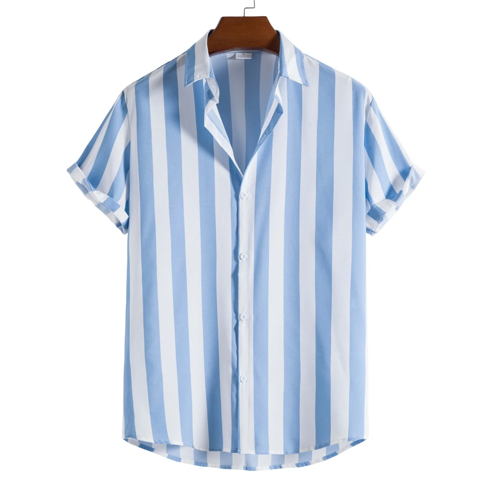 

Men's Shirts Striped Shirts 3D Hawaiian Button Short Sleeve Plaid Red Top Beach Wear Black and White Shirt Men's Clothing