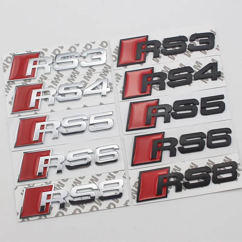 

1pc For Auti RS Logo For Audi A3 A4 A5 A6 A7 Q3 Sline TT RS3 RS4 RS5 RS ABS Car Styling Front Grille Emblem Decoration Sticker
