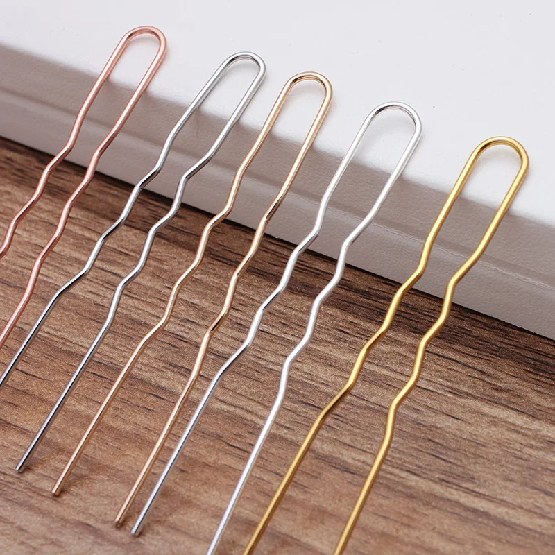 50Pcs Simple U Shape Metal Hairpin Wavy Hair Sticks Hair Forks Updo Bun Holder Clips Vintage Headwear DIY Hair Styling Tools view 2