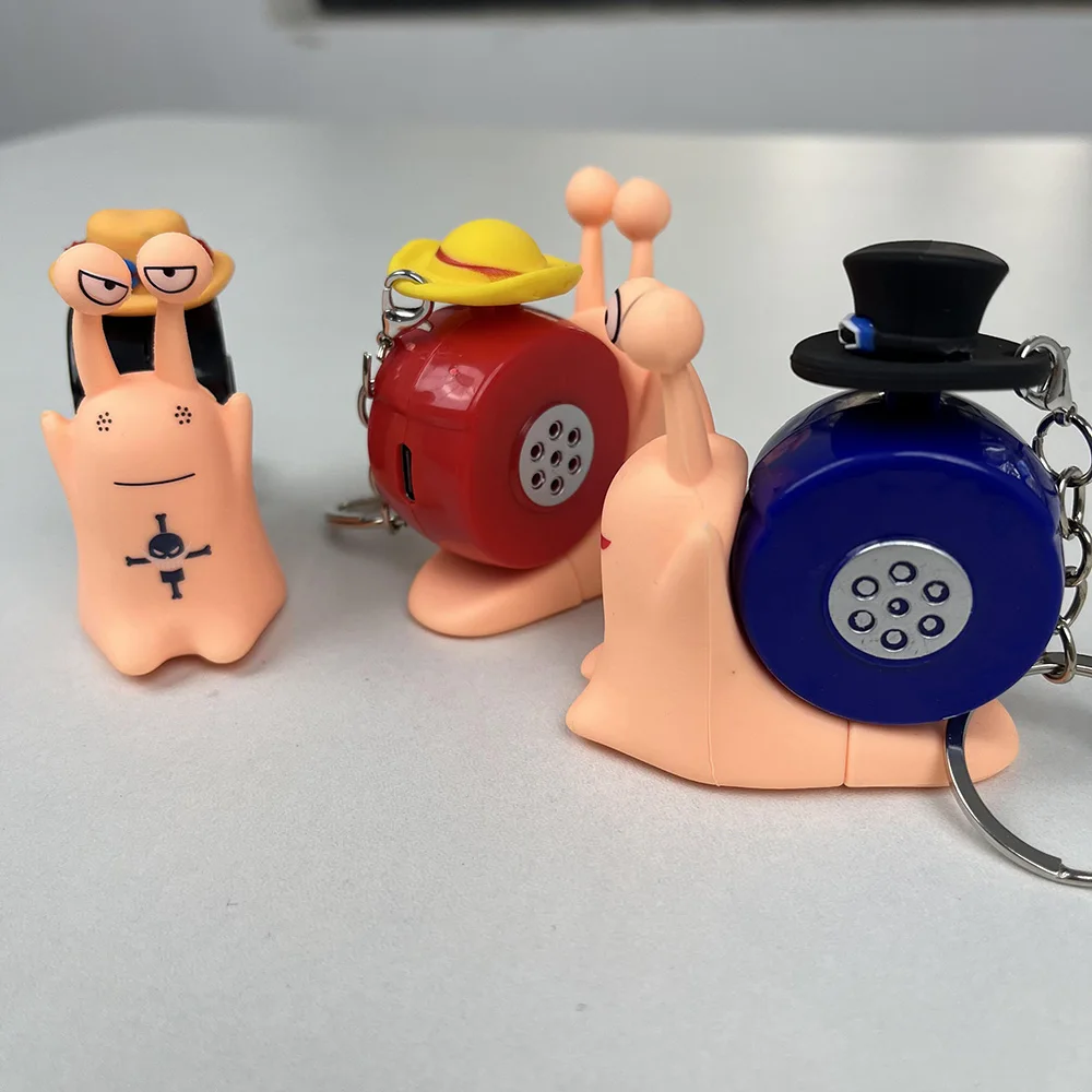 Anime One Piece Den Mushi Modell-Spielzeuge Cartoon Luffy Sabo Ace Schneckenförmiges Telefon mit Ton- und Aufnahmefunktion Spielzeug für Kinder Geschenke – Detail 3