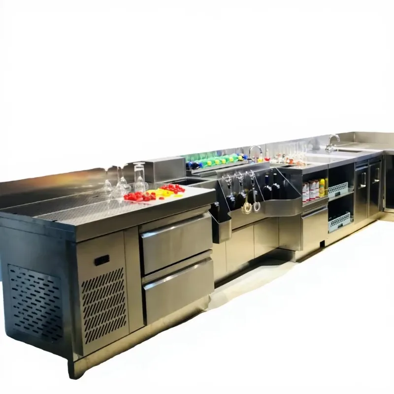 Stainless Steel Bar Counter Station Custom Commercial Cocktail Bar Equipment for Bar & Cafe Customized