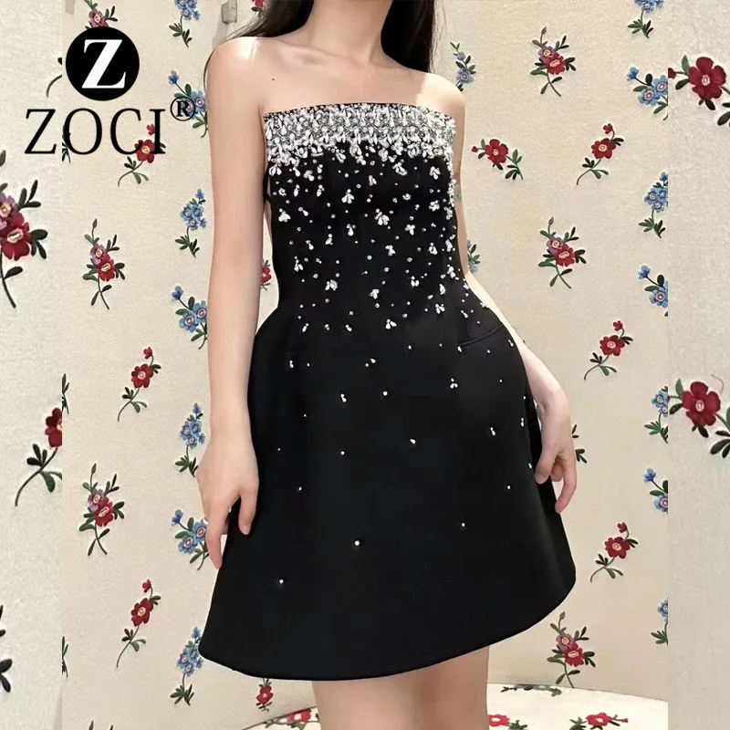 

[ZOCI] []Mingyuan's light luxury studded backless fashionable slim fit strapless dress, 20234902