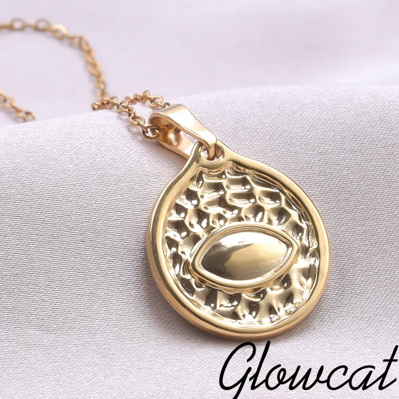 Stainless Steel Oval Indentation Brief Classic Necklace Demon Eye High Quality Sense Of Design Necklaces For Women New Amulet