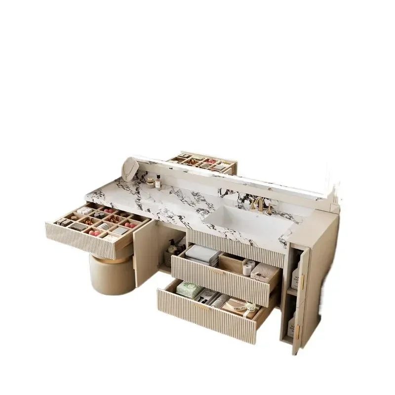 American Style Oak Bathroom Vanity Cabinet with Integrated Washbasin European Design Sink Combo for Modern Home Bathroom