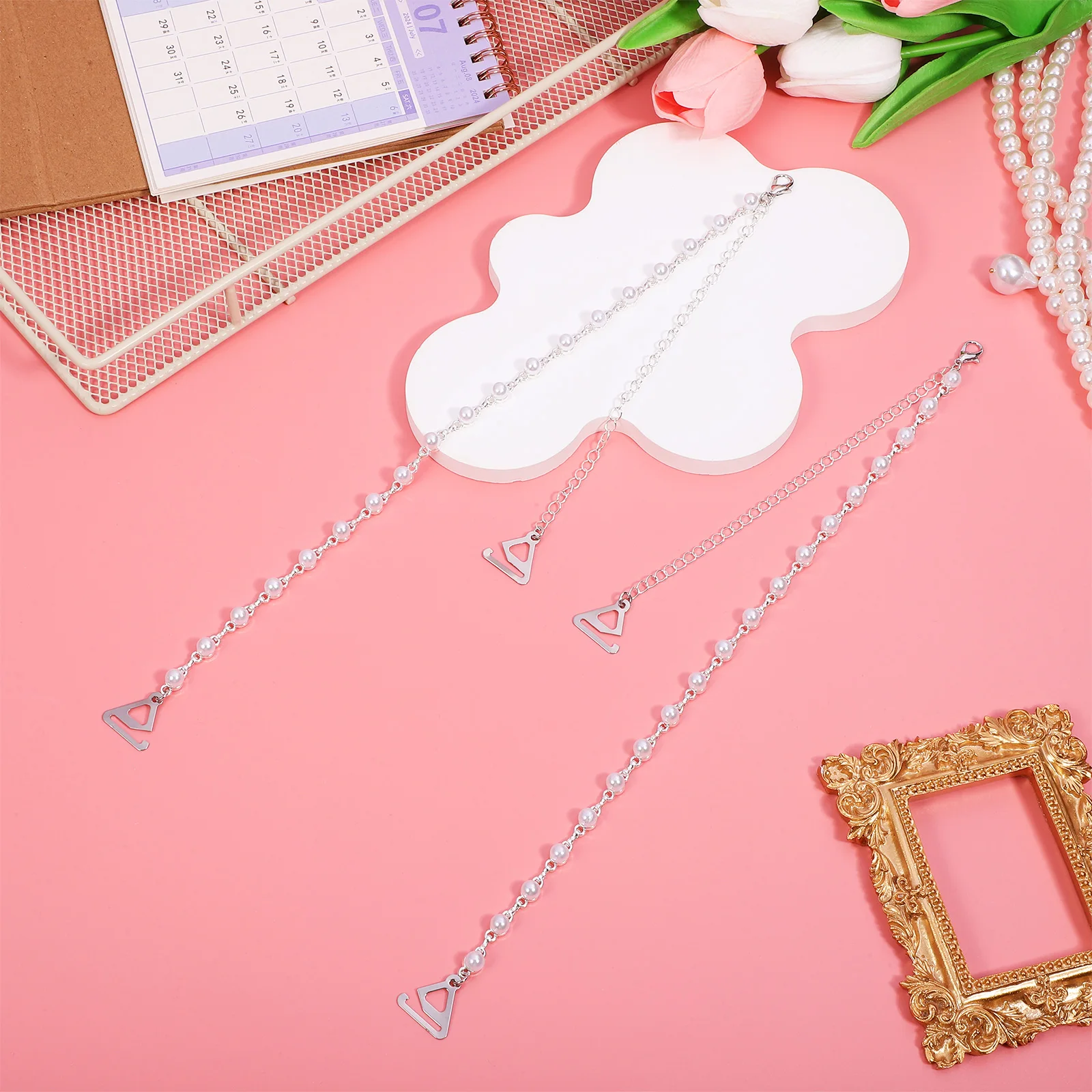 

1Pair Pearl Bra Shoulder Straps Wear-Resistant Comfortable Non-Slip Alloy Bra Decor Summer Underwear Shoulder Straps