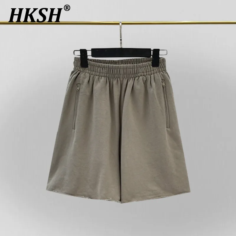 

HKSH Summer New American Vintage Style Ruffled High Street Shorts Casual Looped Men's Tide Dark Capris Women Streetwear HK1985