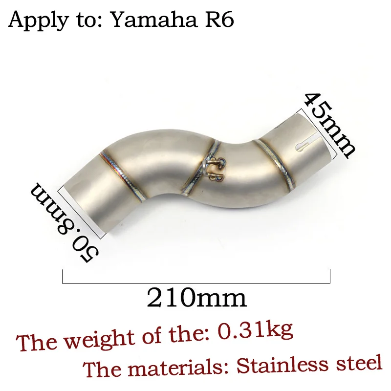 R6 Motorcycle exhaust Pipe Stainless Steel Middle Link Pipe refit For YAMAHA YZF R6 2006-2016 1998-2005 2006-2018