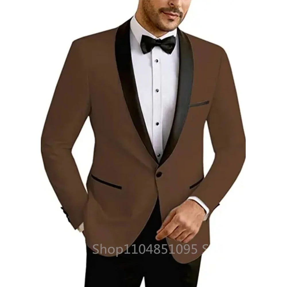 Casual solid-color men's suit jacket, slim fit, groom's wedding suit jacket, fashionable best man's dinner jacket, suitable for