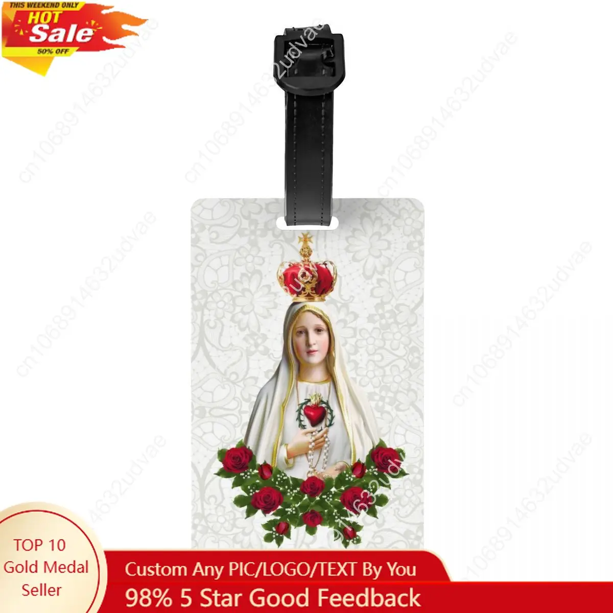 

Custom Our Lady Of Fatima Virgin Mary Luggage Tags Custom Portugal Rosary Catholic Baggage Tags Privacy Cover Name ID Card