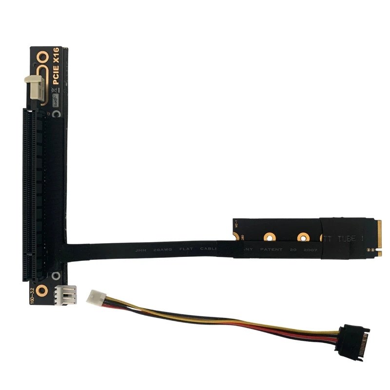 PCIe 3.0 M.2 M Key NVMe To X16 90 Degree Graphics Card Mining Extension Cable Multi-Cards PCI-E Riser GPU SSD Card Adapter Cable