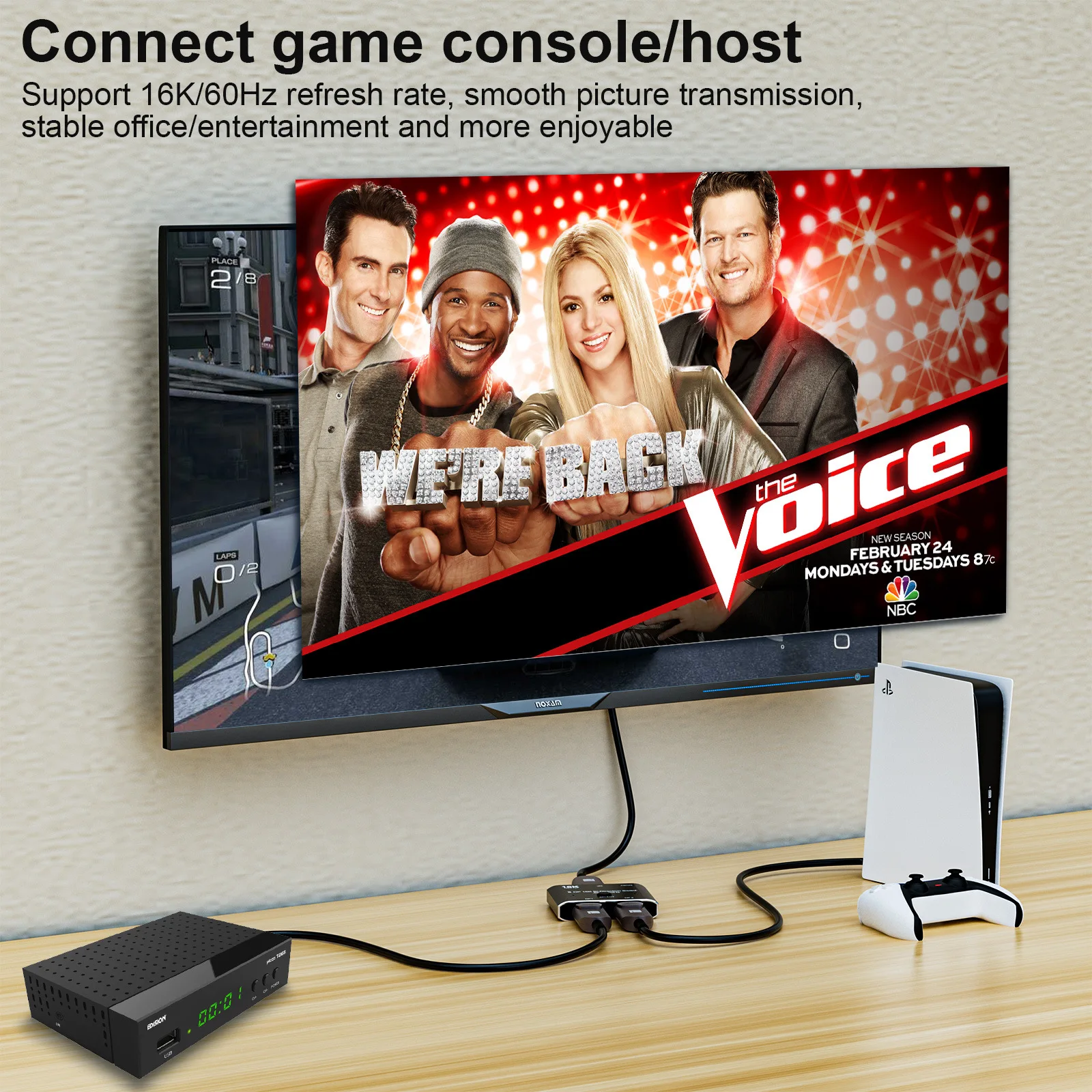 مفتاح منفذ عرض ثنائي الاتجاه ، HDR لشاشات عرض متعددة المصادر ، كابل ، 16K DP our ، 4K @ Hz ، 80Gbps