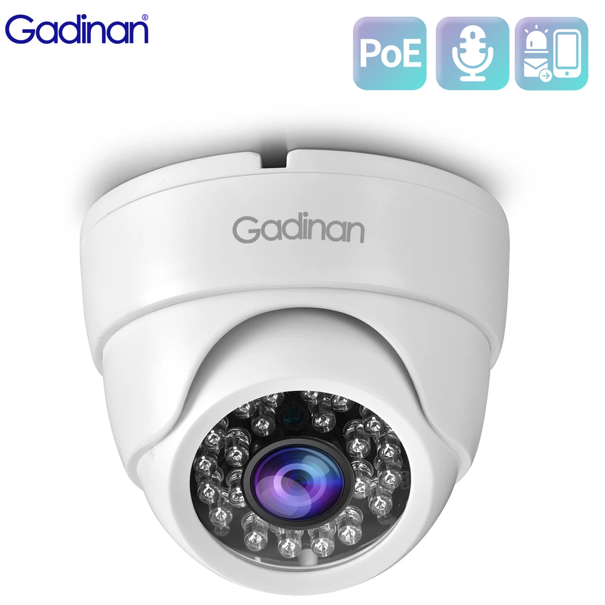 

Gadinan 8MP 2.8mm IP Security Monitoring Camera Dome Security 24pcs IR LED Night H.265 Full HD 5MP CCTV Monitor