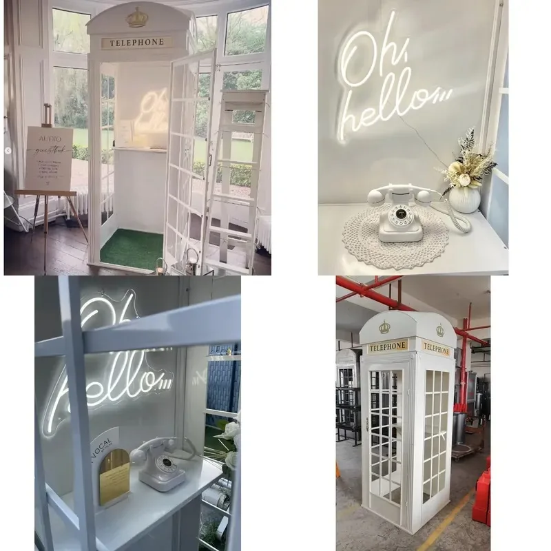 London Neon Phone Booth Guest Book White Wedding Decoration