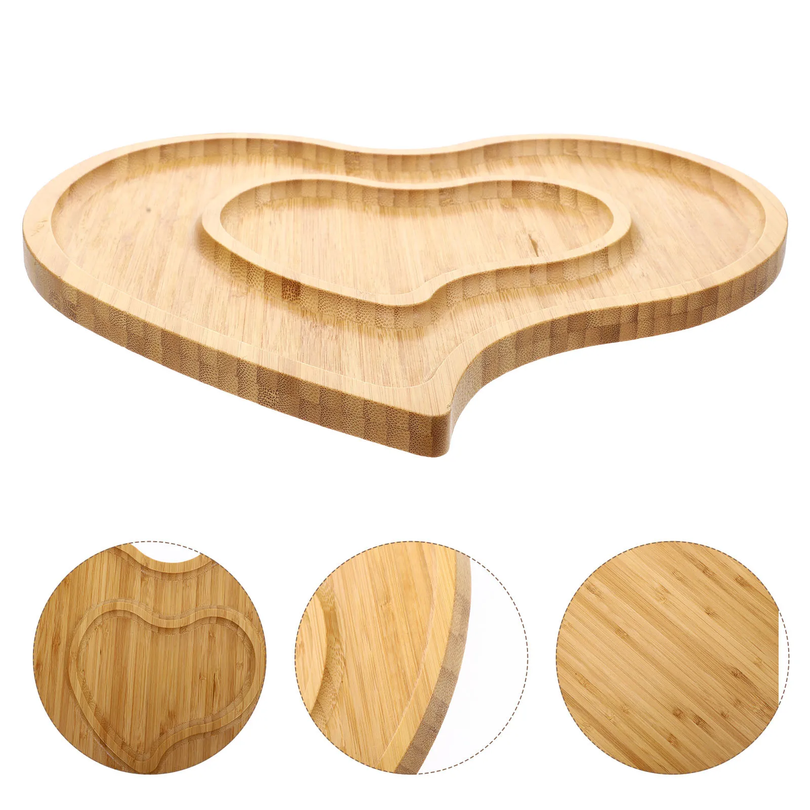 

Heart Shape Bamboo Serving Tray Reusable Snack Storage Dish Multi-Functional for Home Kitchen Decorative Dessert Plate