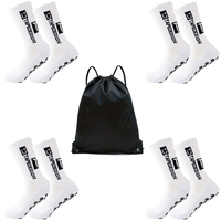 4 pairs of TC towel bottom silicone anti slip and odor proof professional sports football socks+1 small backpack