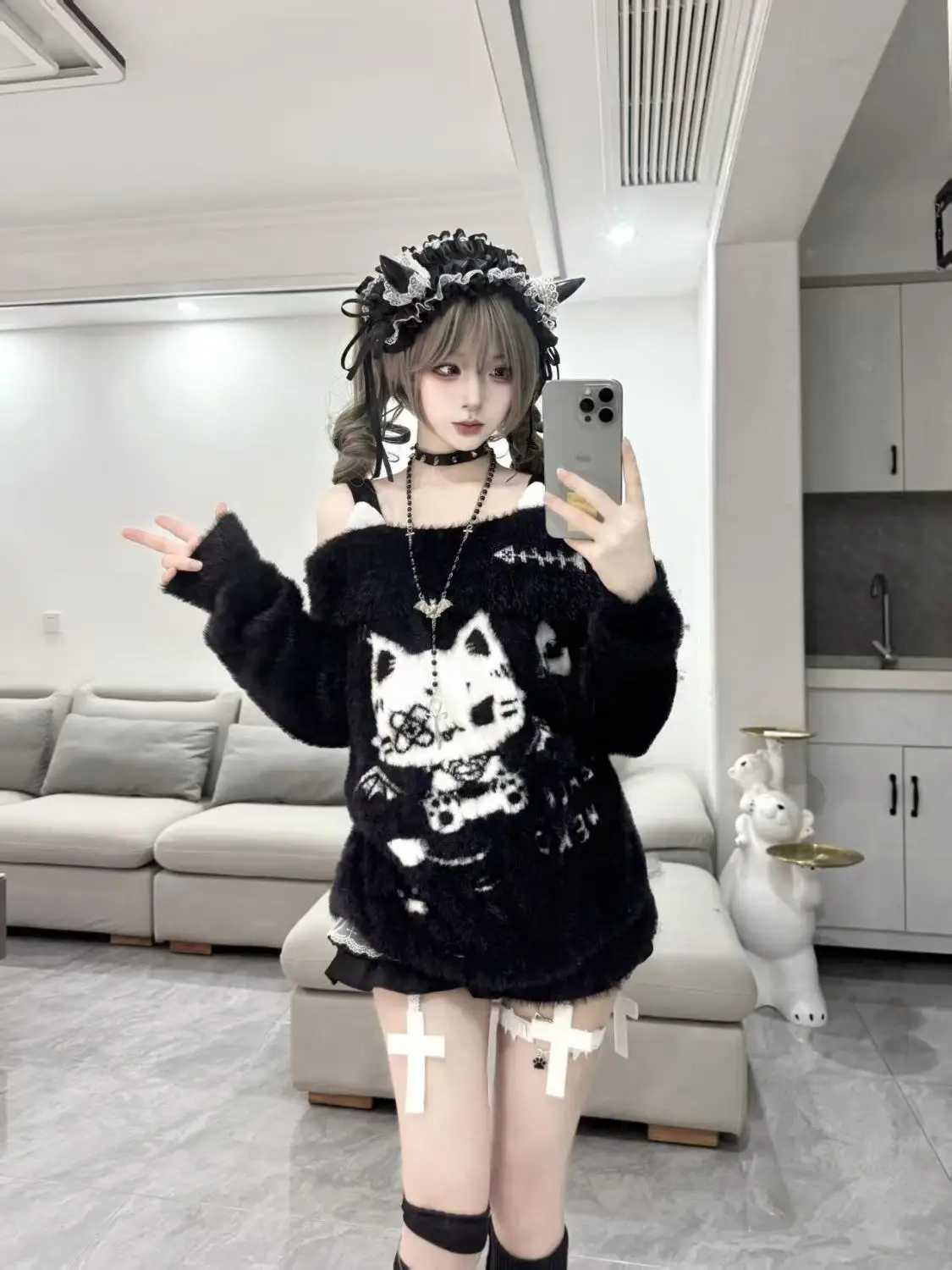 Korean Sle Unique Knitted Sweater off oulder mat High End Feeling Top for Young Women Loose Fit Long Sve