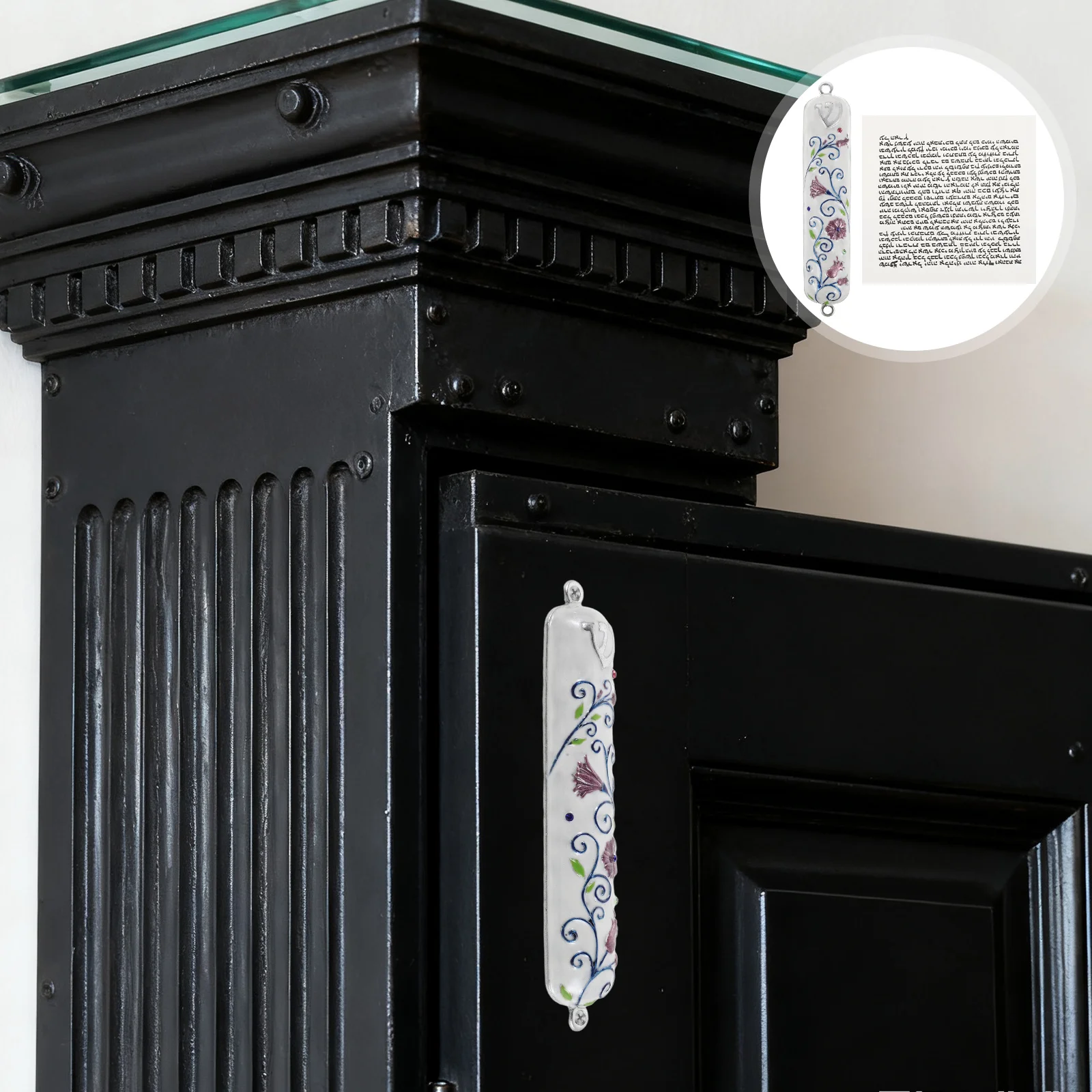 

Mezuzah With Scroll For Door Painted Jewish Mezuzah Case For Door With Kosher Scroll Zinc Alloy Doorpost Jewish Decoration