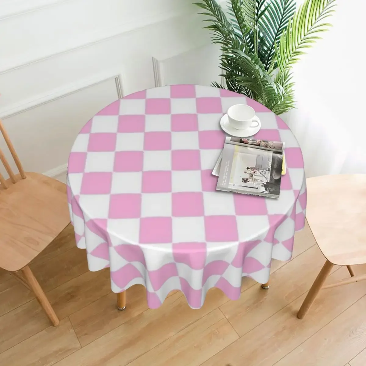 

Pink Check Tablecloth Square Modern Round Table Cloth For Banquet Christmas Party Table Cover Wholesale Custom Table Decoration