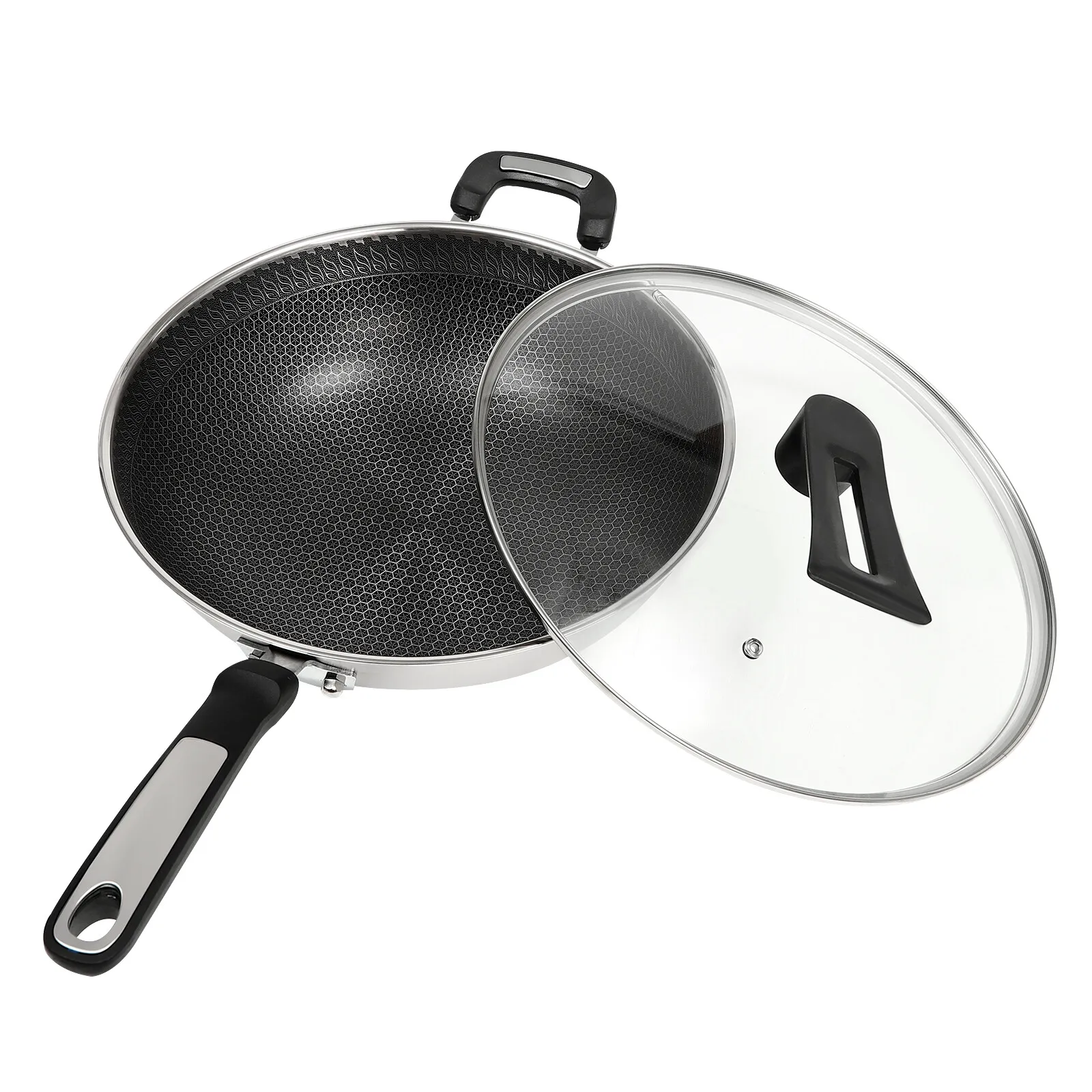 وعاء طهي كبير غير لاصق على شكل قرص العسل مع غطاء وعاء طهي بالبخار من الفولاذ المقاوم للصدأ في الولايات المتحدة الأمريكية