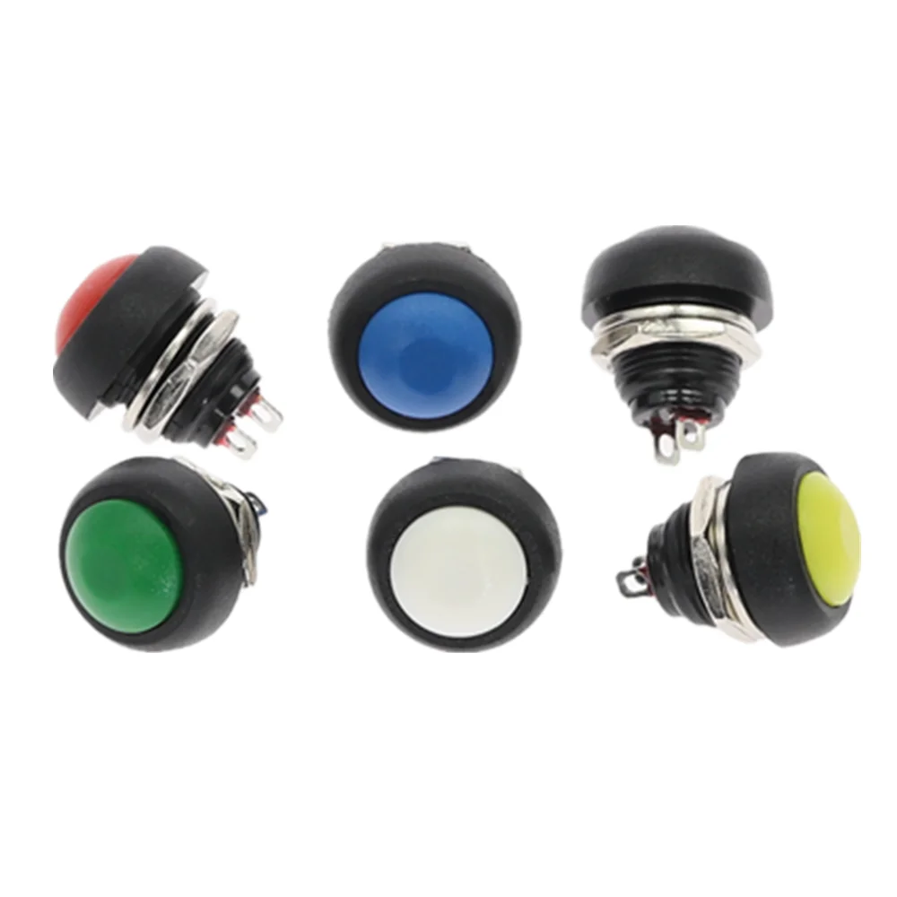 50/100Pcs 12mm 3A/125V 1A/250V Waterproof Momentary Push button Switch OFF-(ON) Self Return 6Color