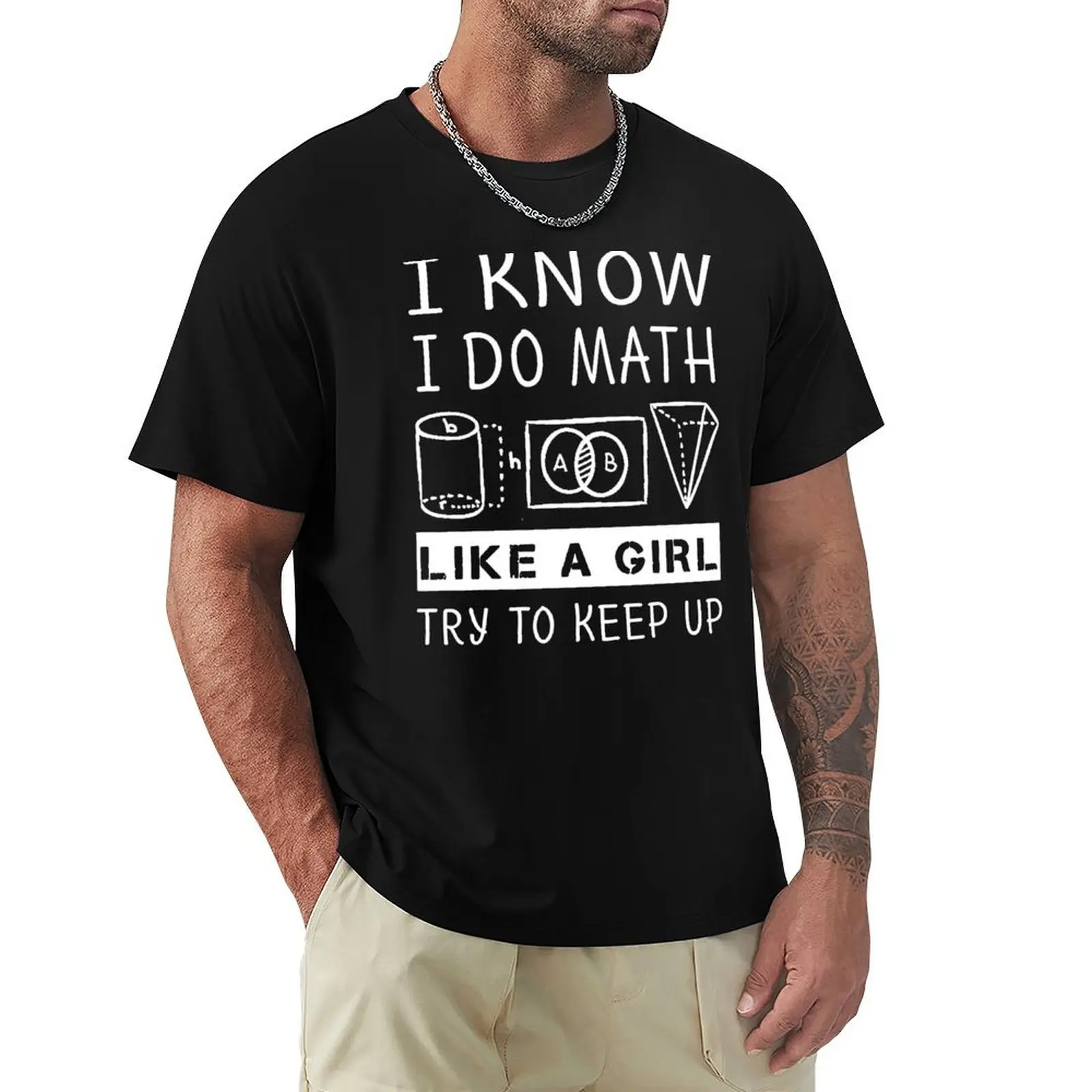 

Funny Math T Shirt Gift-I Know I Do Math Like A Girl Try To Keep Up for Women Men T-Shirt Basic Plain Tee for Spring and Summer