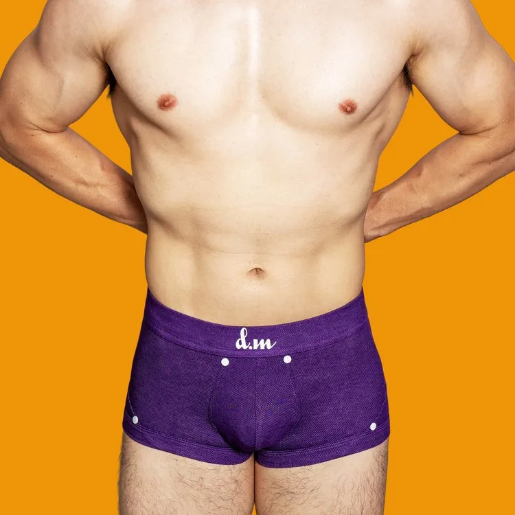 

D.M Men's Panties Sexy Gay Solid Color Loose Low-Waist Boxers Mid-Waist Comfortable Gym Fitness Underwears Cotton Modal Trendy