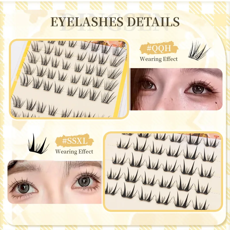 DINGSEN 10 Reihen Selbstklebende Einzelwimpern Ohne Klebstoff DIY Wimpernverlängerung Cluster Handgefertigte Wimpern Natürliche Wimpern – Detail 4